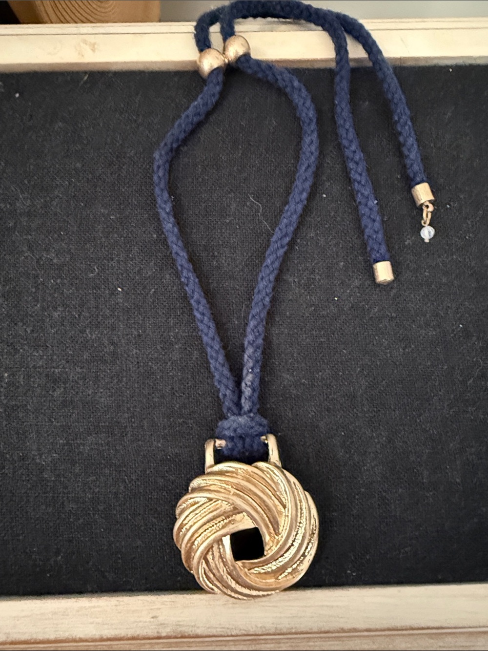 Anthropologie Navy Cord Hair Tie with Gold Knot Pendant